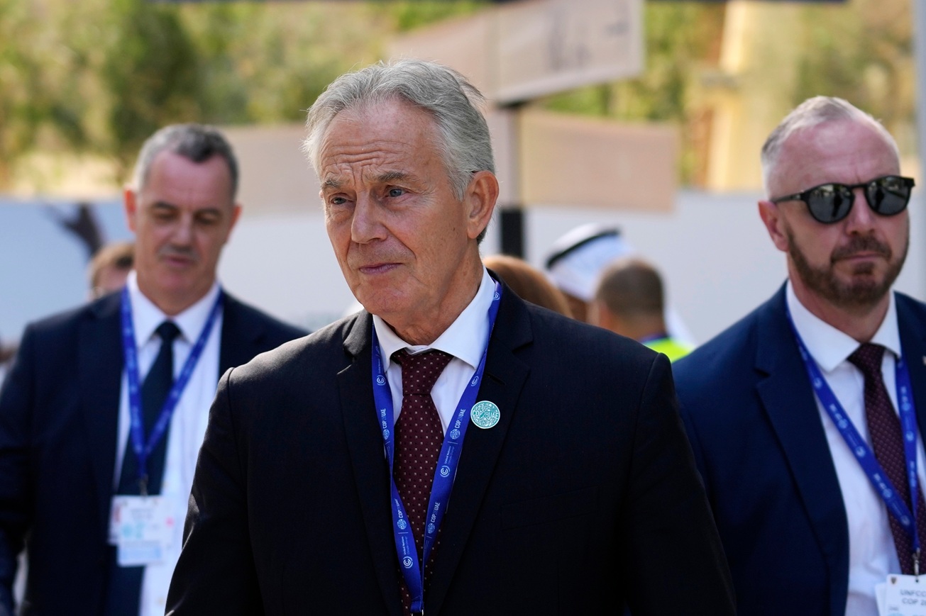 Former British prime minister Tony Blair attends the COP28 UN Climate Summit in Dubai in December...