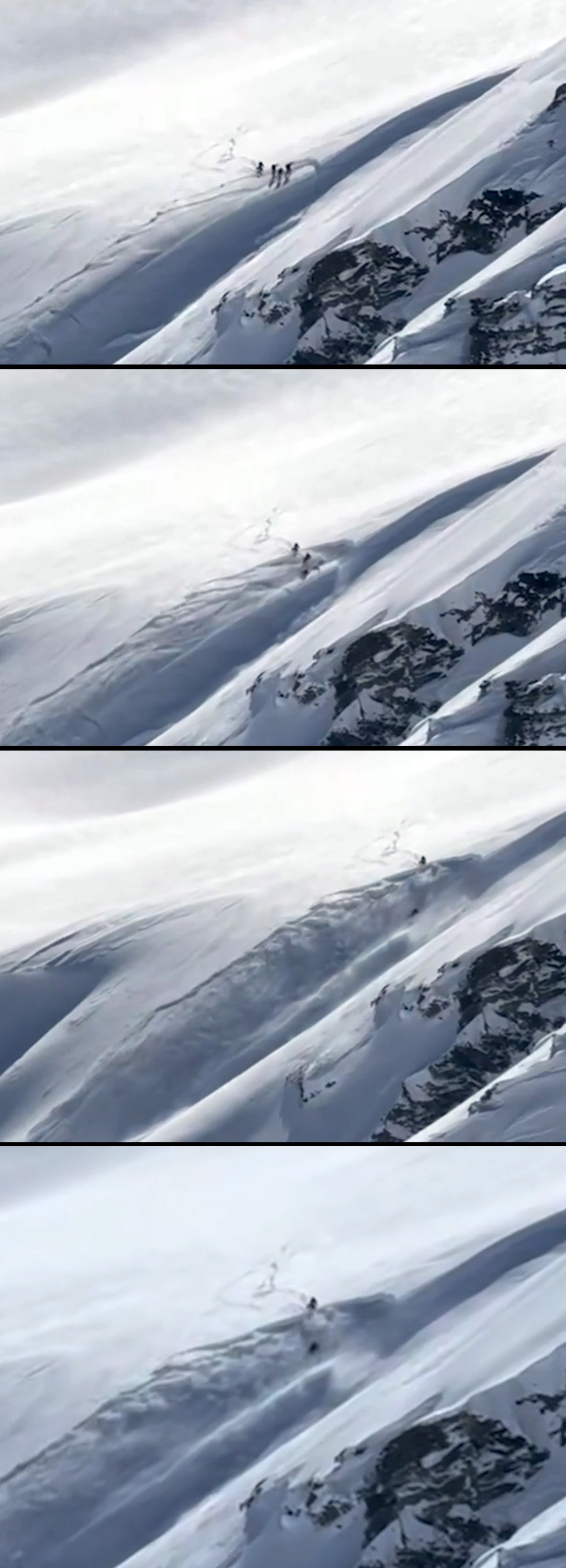 Four backcountry skiers get caught in an avalanche, west of Wānaka, at the weekend. PHOTOS:...