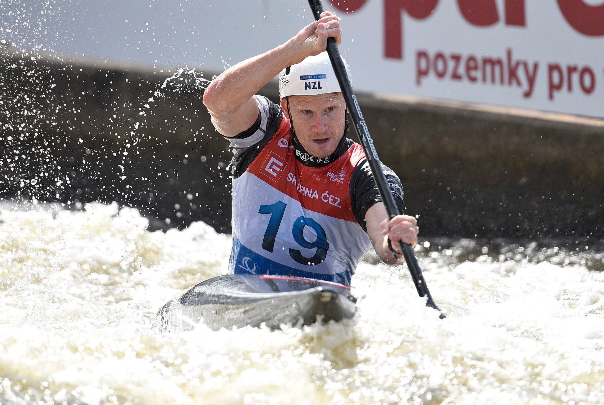 Finn Butcher in action during the Czech Republic round of the canoe slalom world cup in June....