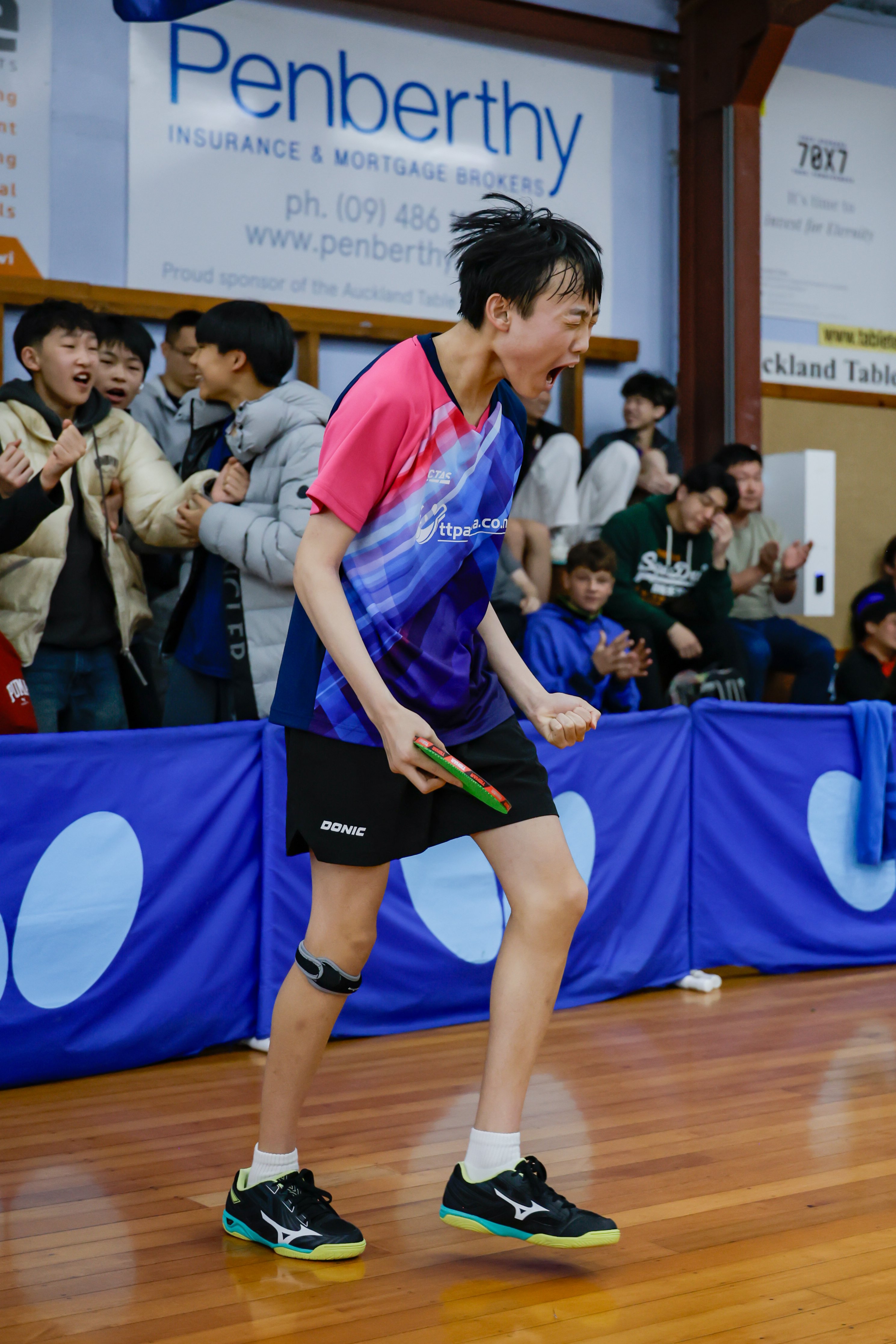 Eli Ho celebrates his win at the New Zealand championships. PHOTO: TABLE TENNIS NZ