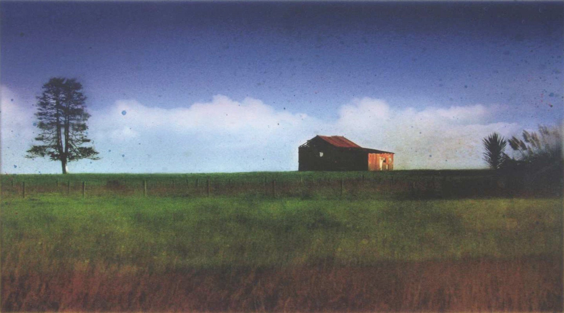 Matt Palmer’s 2009 piece Study For Red Shed Barrytown uses pigmented ink print and enamel paint...