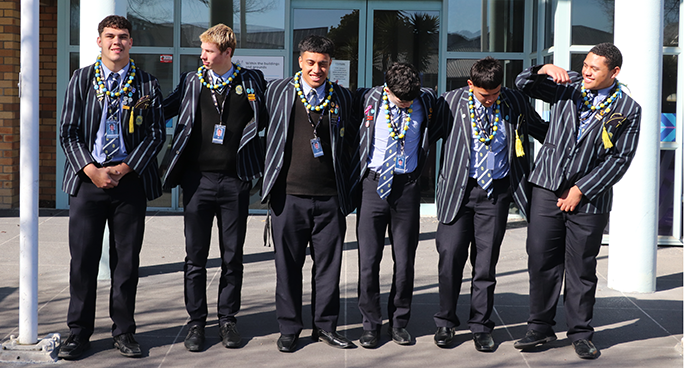 From left: Shirley Boys' High students Carlos Colville, Noah Webb, Jerasmus Iosefo, Kobe Costley,...
