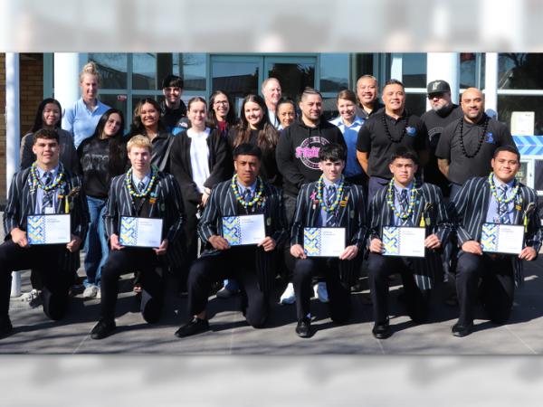 The Shirley BHS students with their tautua mentors (two students were absent) during their...