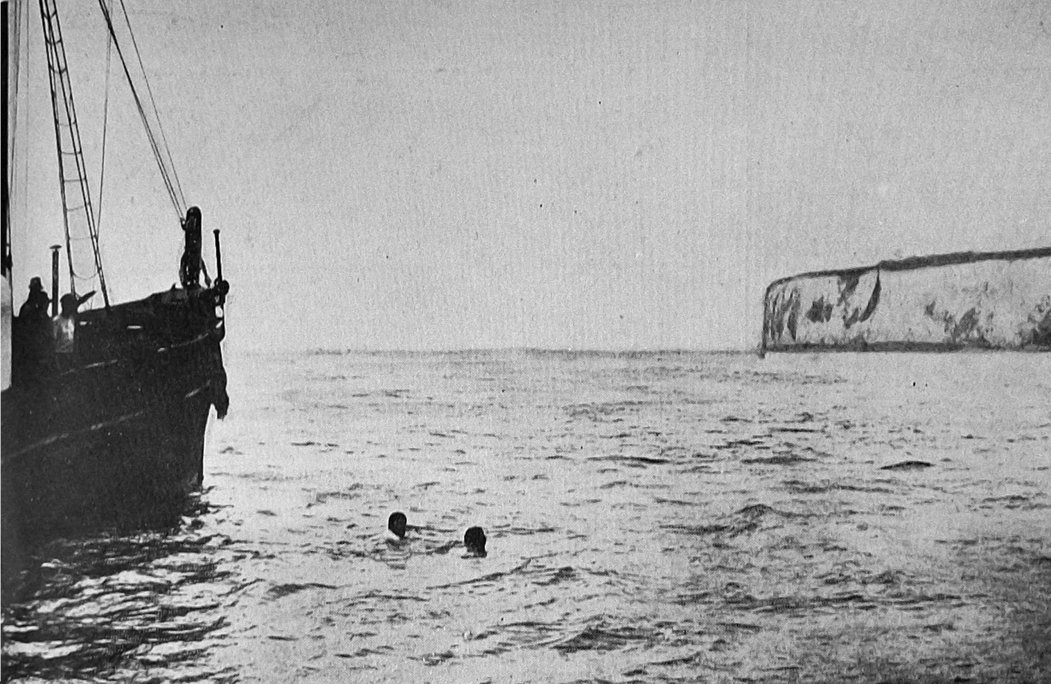 Lt-Col Bernard Freyberg VC DSO (right) is rescued by a tug near the Cliffs of Kingsdown, near...