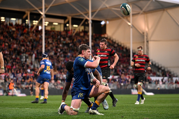 Lucas Casey celebrates after scoring a try. Photo: Getty Images