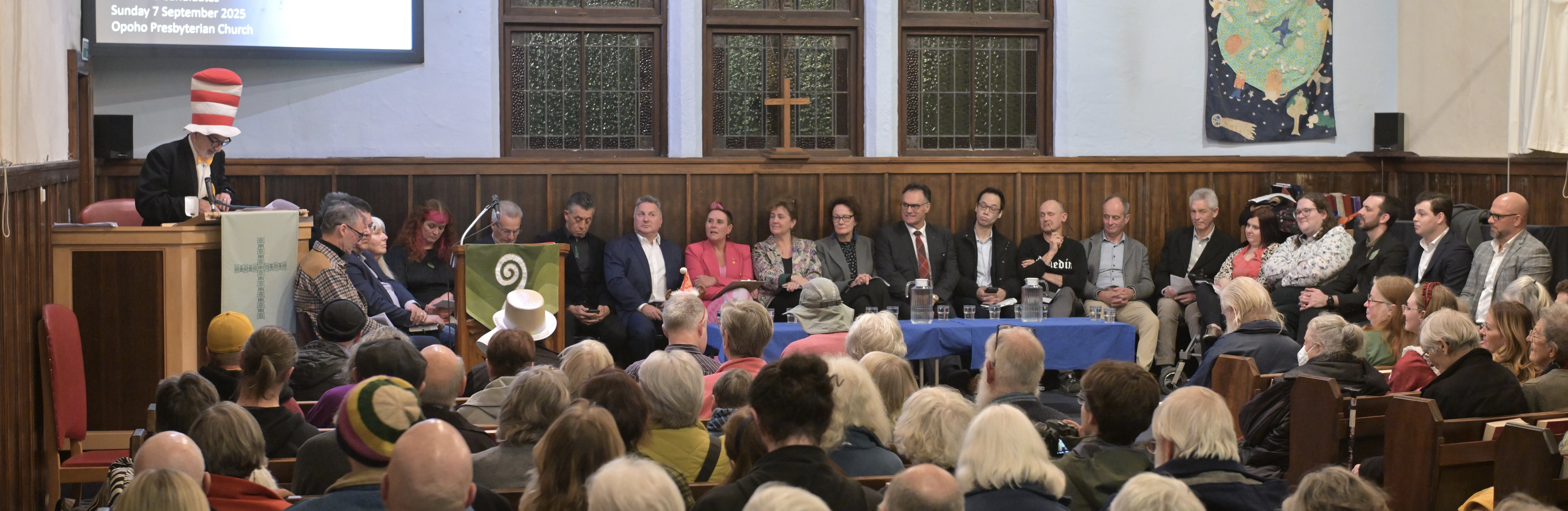 Former Otago Daily Times editorial executive Phil Somerville (left, as the Cat in the Hat)...
