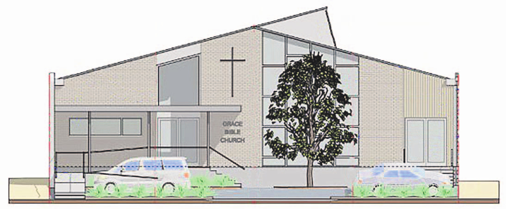 A concept drawing for Grace Bible Church to be built on State Highway 1 in North Dunedin. PHOTO:...