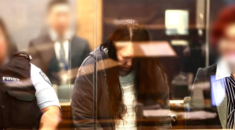 Hakyung Lee when first charged with murdering her children. Photo: Lawrence Smith/ Stuff Pool