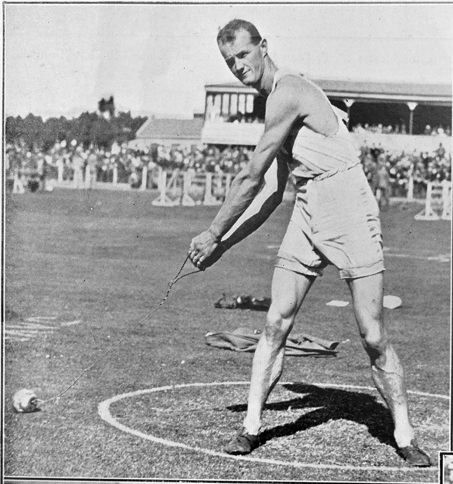 New Zealand hammer-throwing representative James George Leckie in action at an athletics meet at...