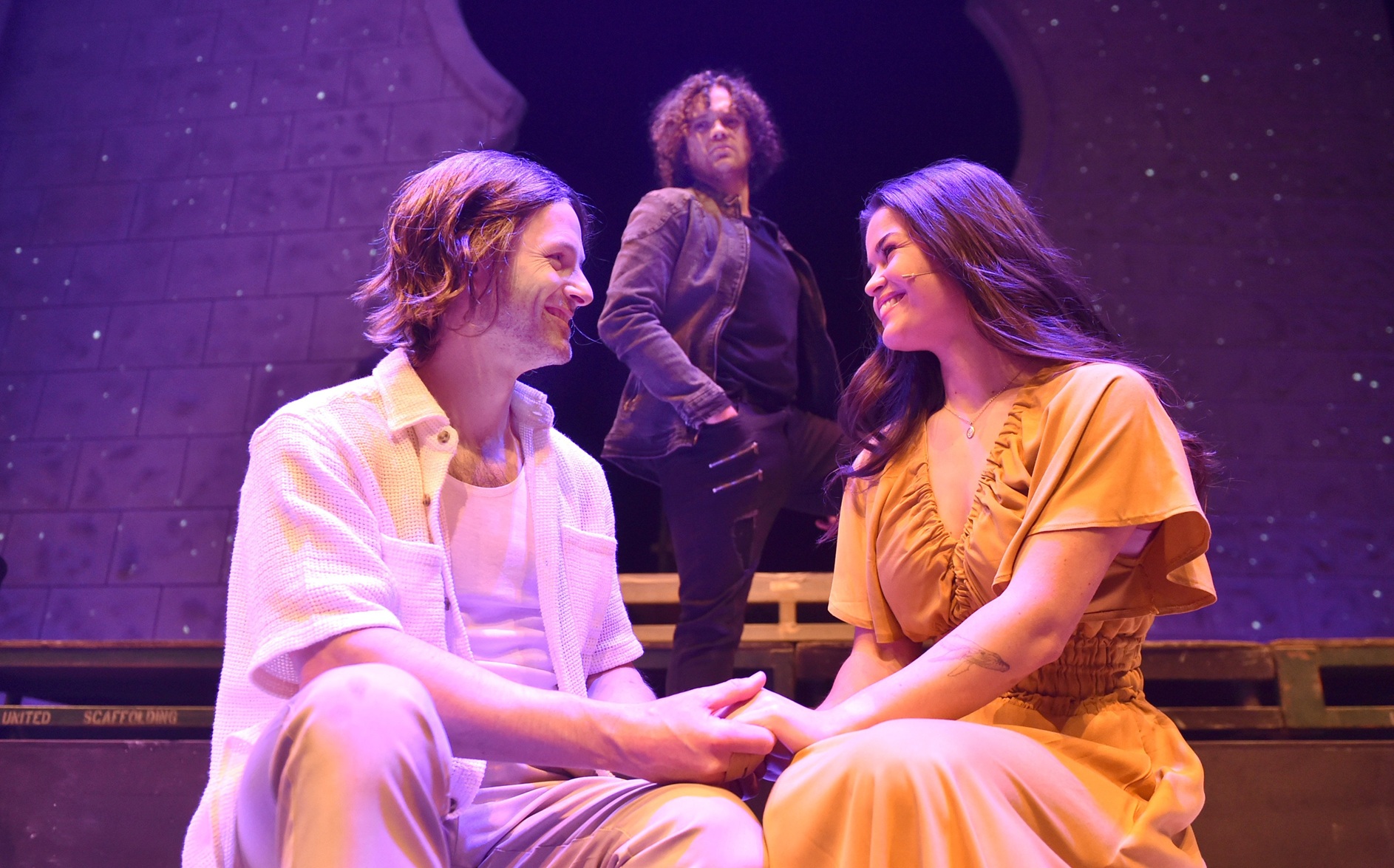 Leading Jesus Christ Superstar cast members (from left) James Adams (Jesus), Max Beal (Judas) and...