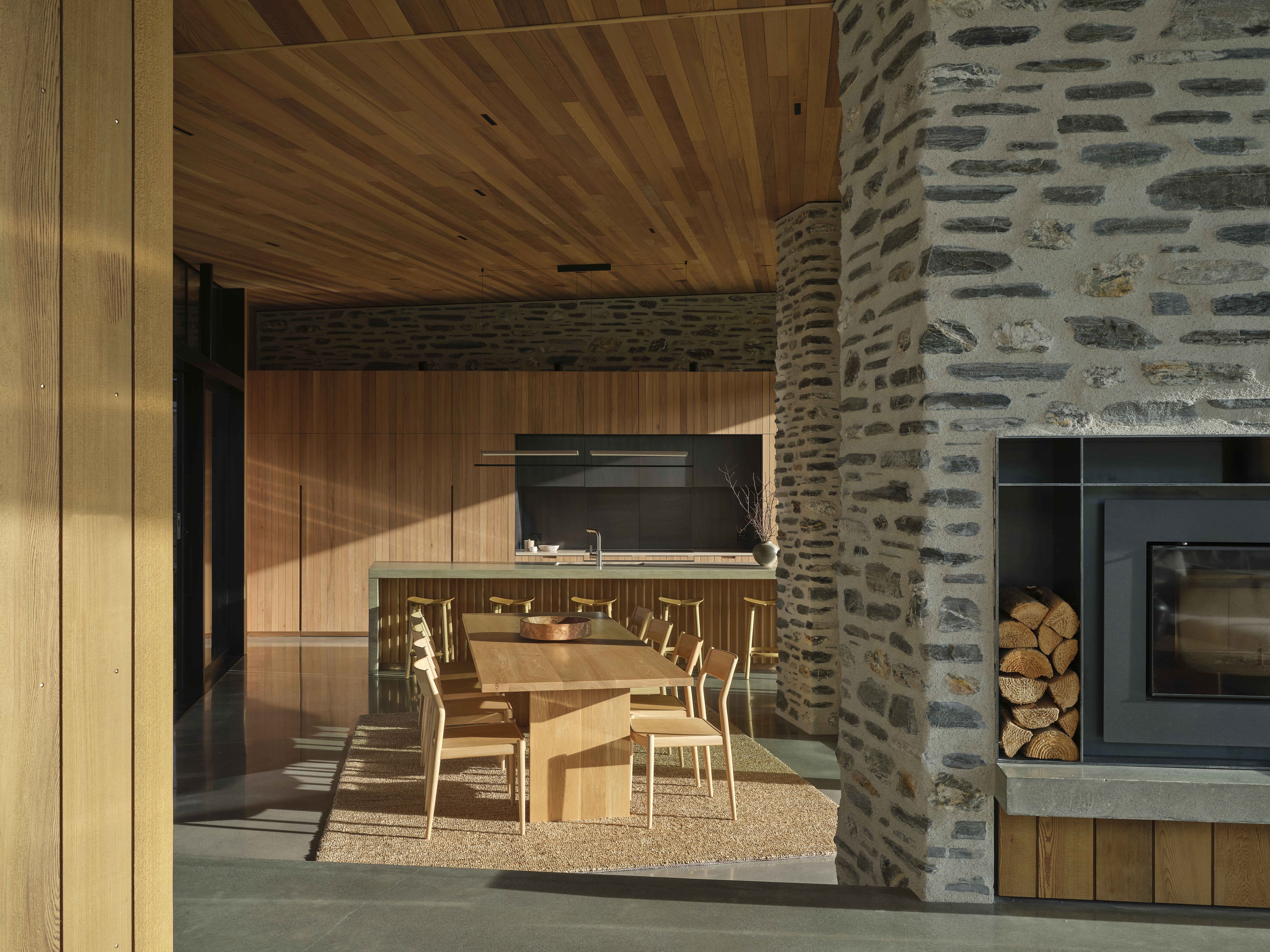 The materials, which include timber, schist and concrete, require little ongoing maintenance.


