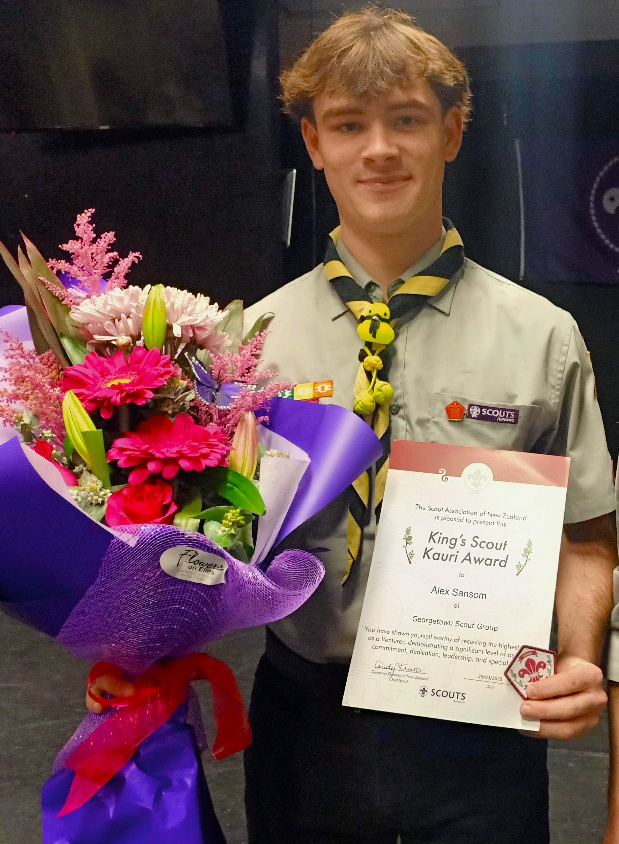 Alex Sansom was awarded Murihiku’s first King’s Scout award last week. PHOTOS: TONI MCDONALD