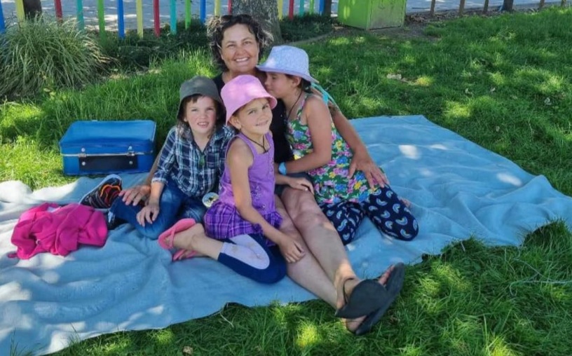 Cat with her children Jayda, Maverick and Ember. Photo: Supplied