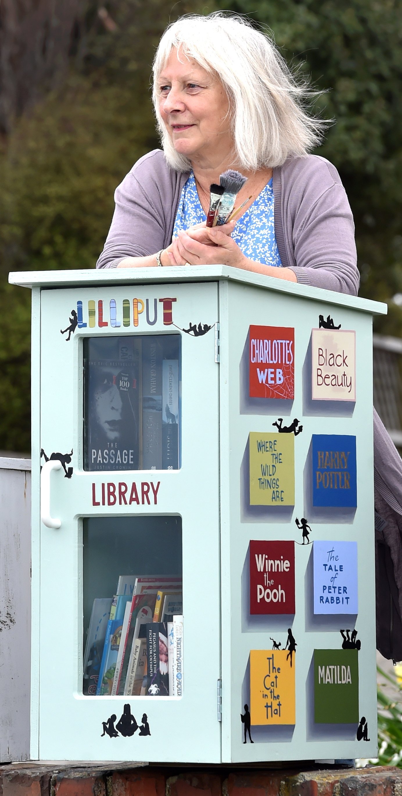 Sheryl McCammon has painted about 10 Lilliput Libraries. Photo: Peter McIntosh