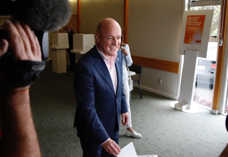 Christopher Luxon voting in 2023. Photo: RNZ / Tim Collins