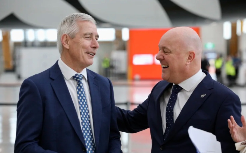 Outgoing chief executive Greg Foran and Prime Minister Christopher Luxon at Friday's opening....