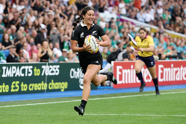 Maia Joseph on her way to scoring for the Black Ferns during this morning's win over Ireland at...