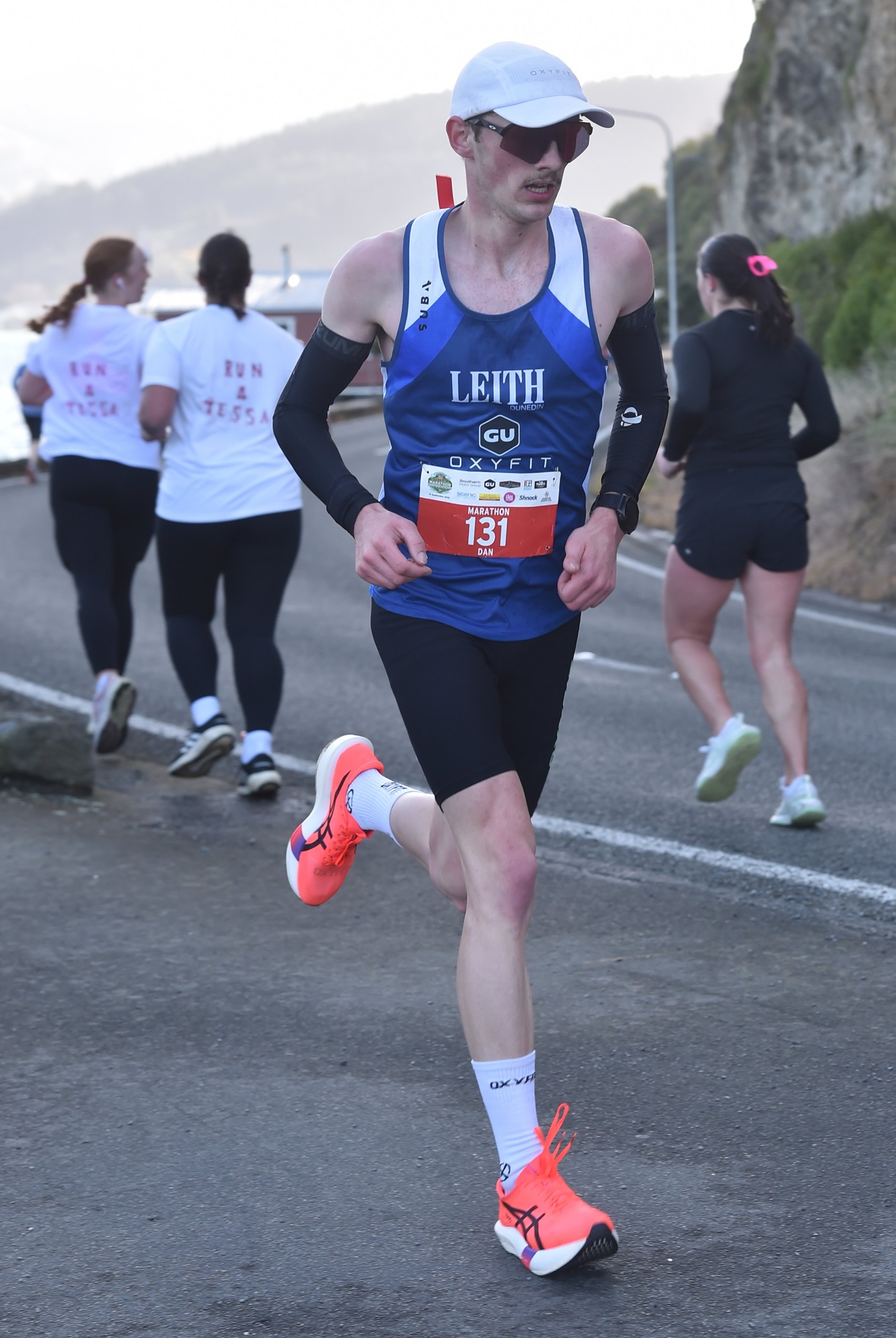 Dan Hayman on his way to winning the Dunedin marathon yesterday. Photo: Peter McIntosh