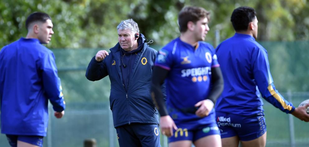 Otago coach Mark Brown at a training session earlier this year. Photo: Peter McIntosh