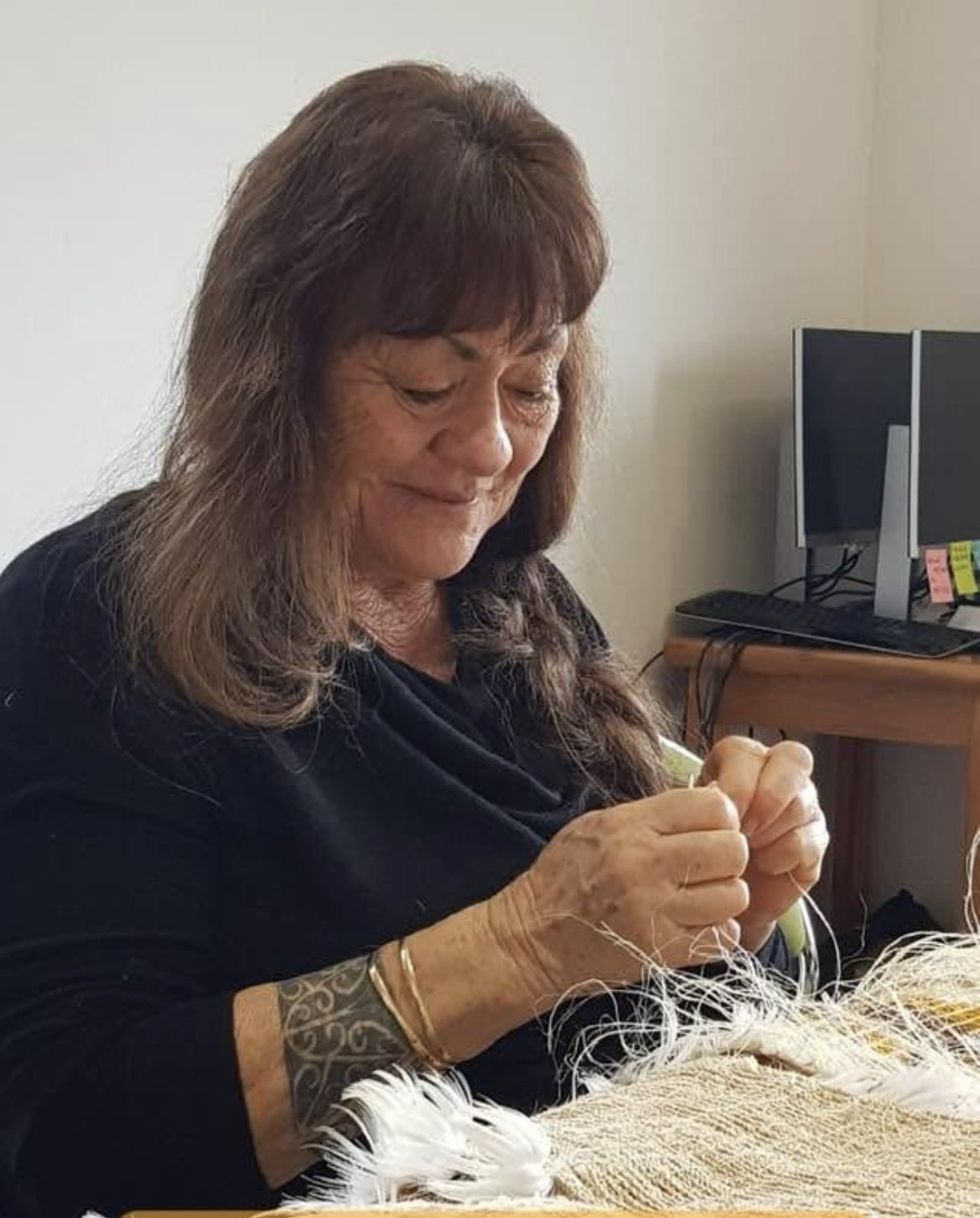 Roka Hurihia Ngarimu-Cameron weaving. Photo: supplied