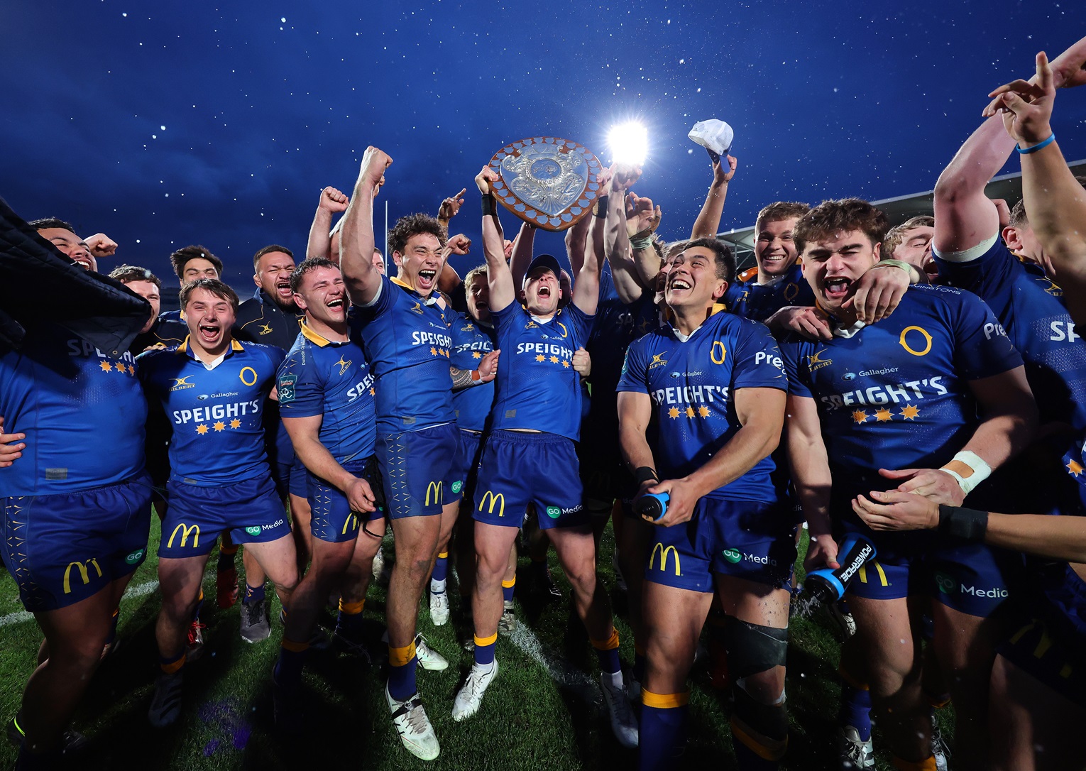 Otago celebrate winning the Ranfurly Shield. Photo: Martin Hunter/action press