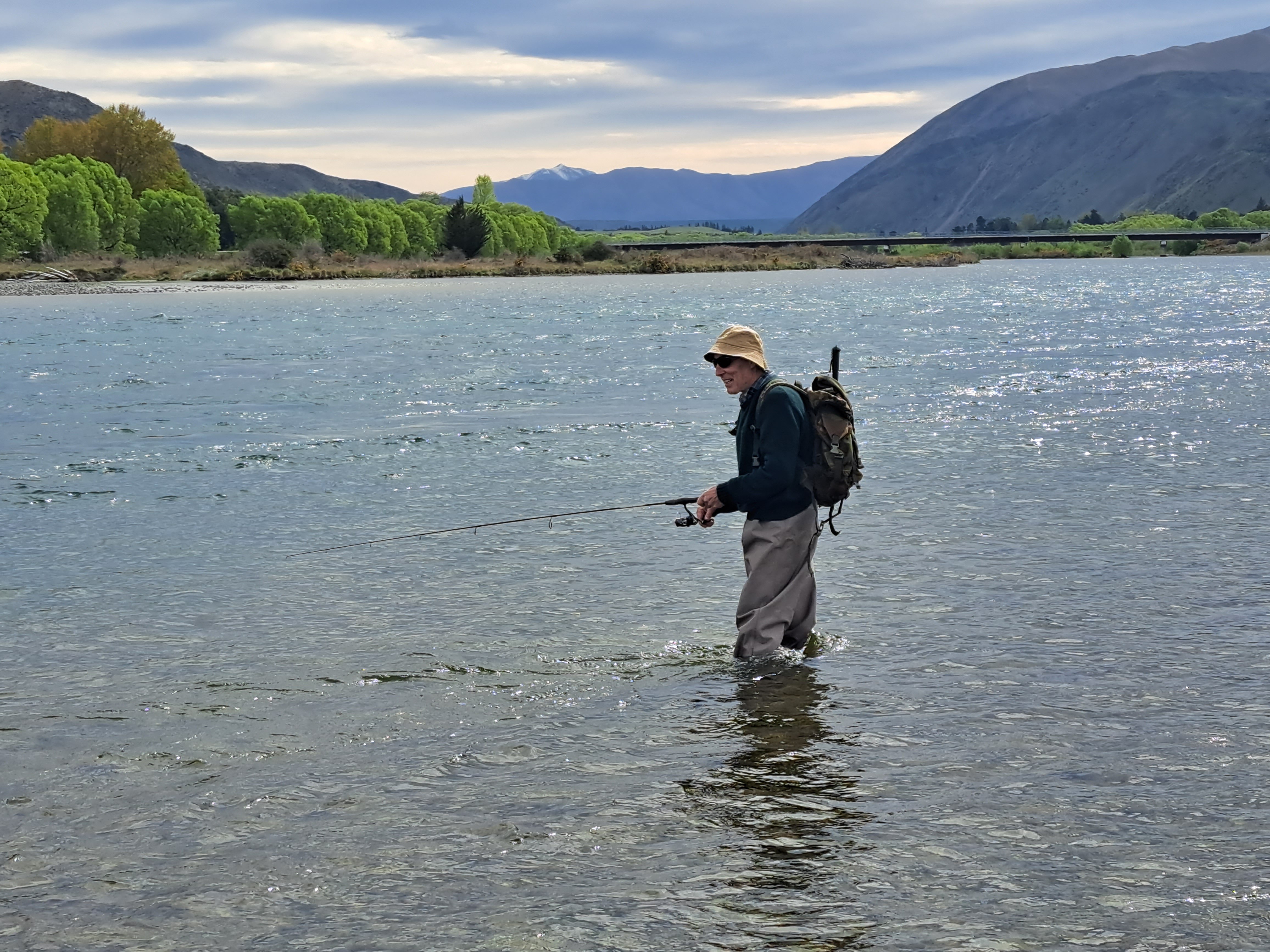 Oamaru fisherman Graeme Anderson spin fishes the Waitaki River near the Kurow Bridge on Opening...