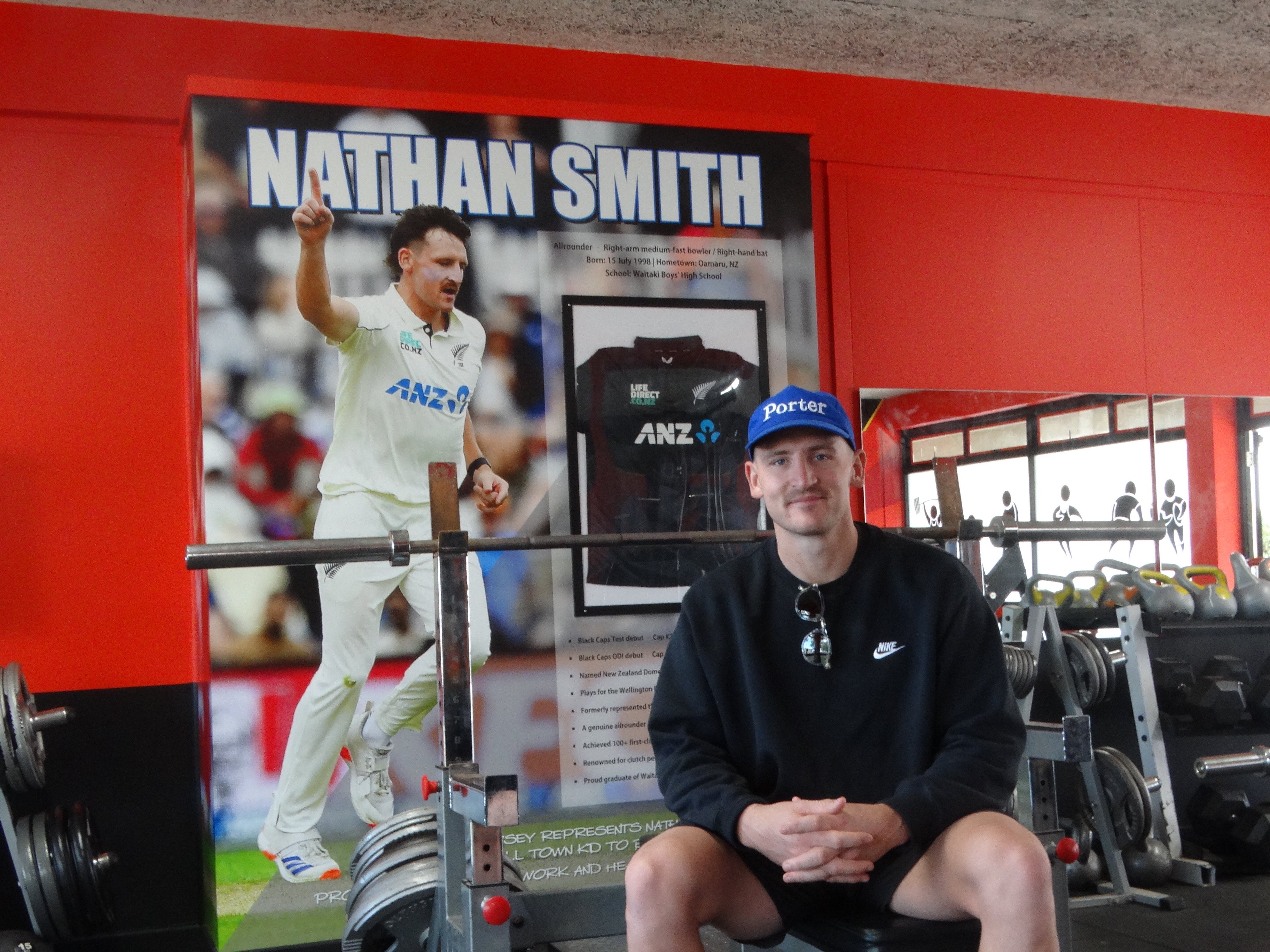 Black Cap Nathan Smith visited the performance centre named after him at Waitaki Boys’ High...