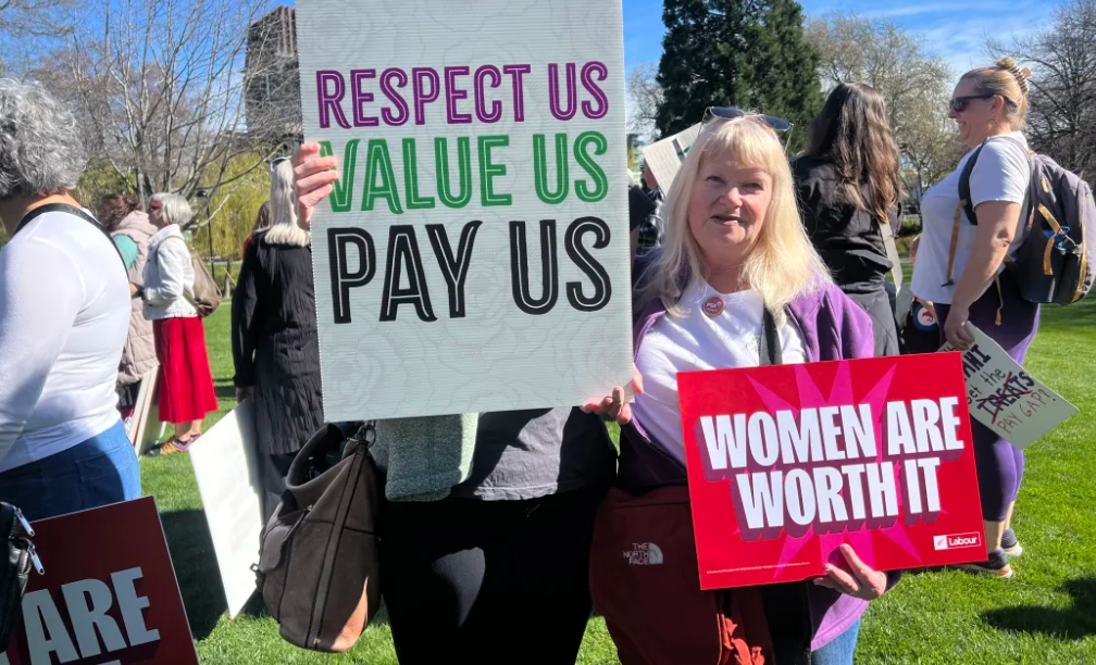 Protesters turned out in Christchurch today. Photo: RNZ