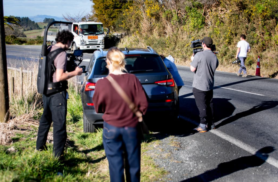 The production crew in Marokopa. Photo: RNZ