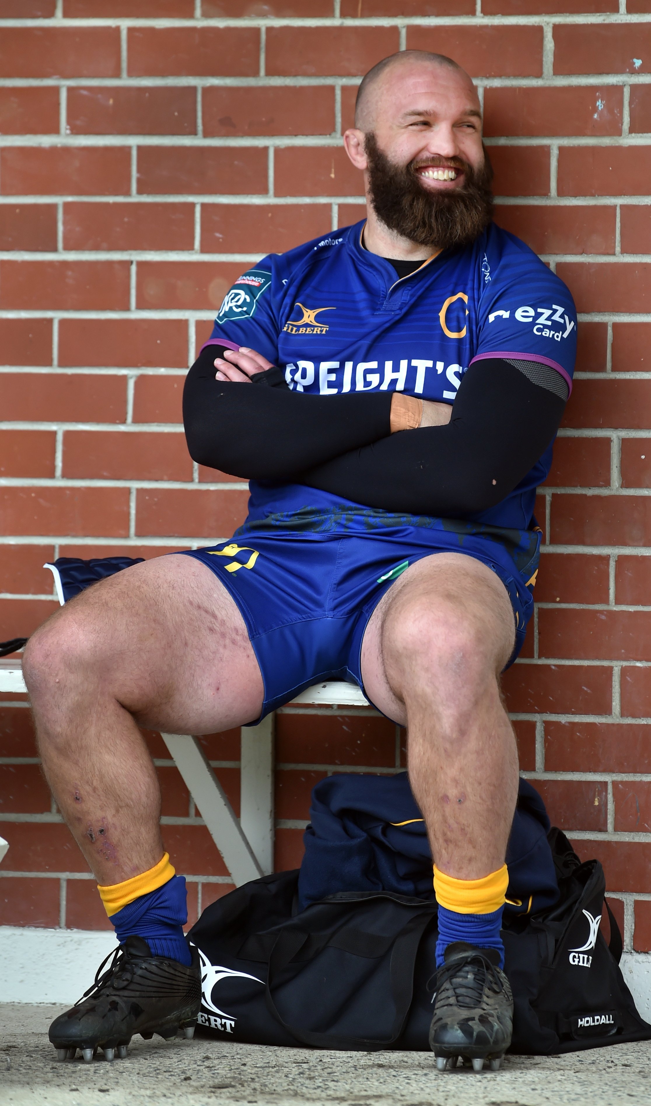 Otago hooker Liam Coltman takes a break at the end of a training session at Logan Park. PHOTO:...