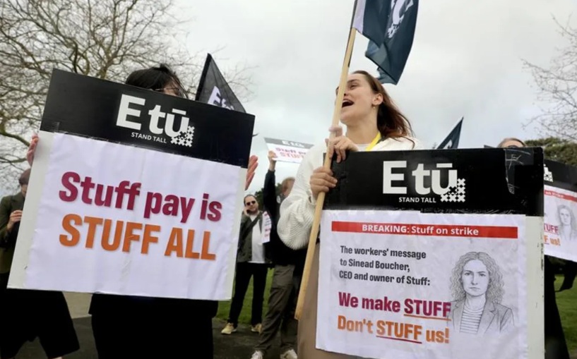 Staff at Stuff are striking over low pay offers and what they say are attempts to divide the...