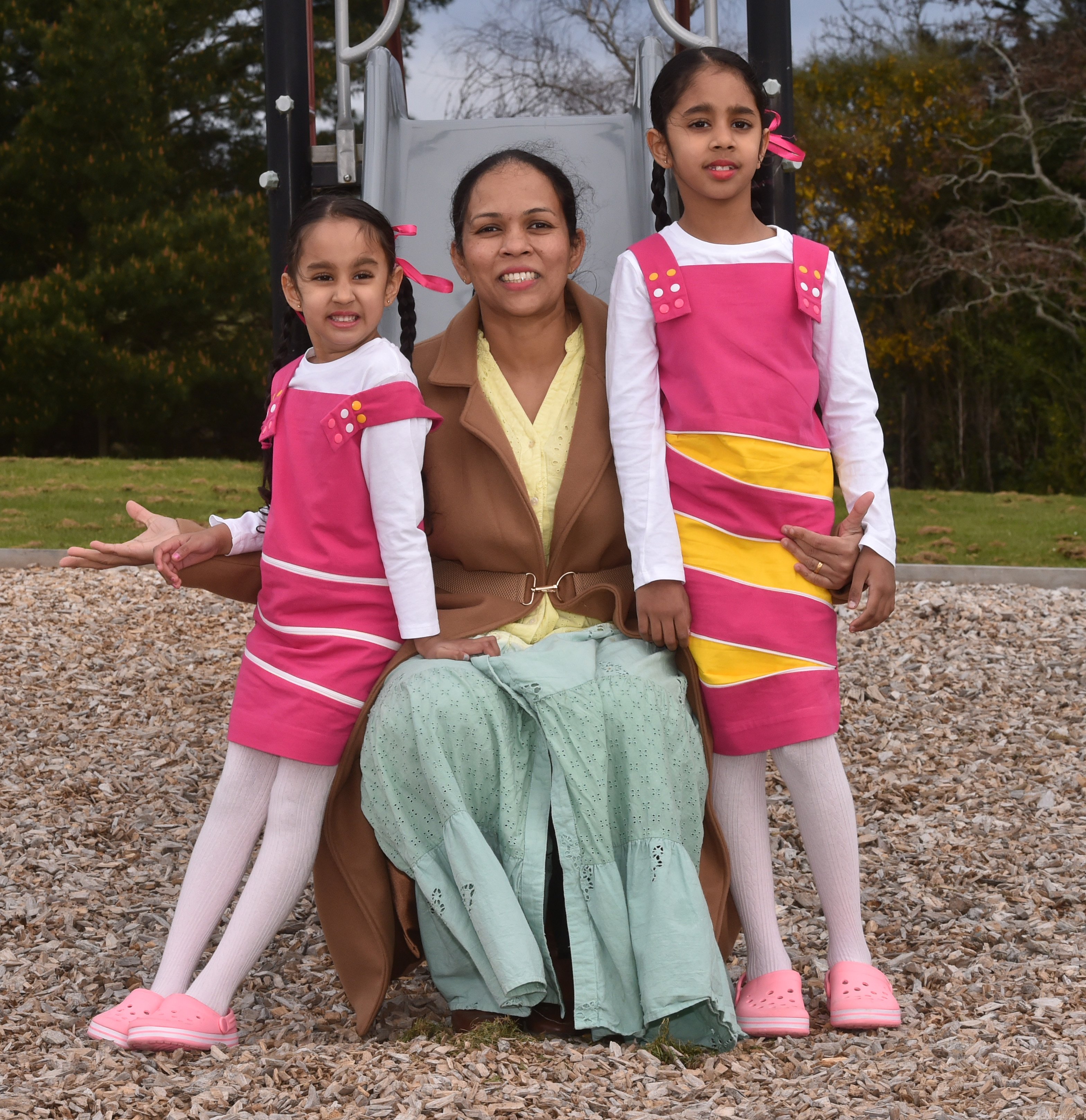 Otago Polytechnic master of design (fashion) graduand Yasomali Sandaruwani with her daughters...