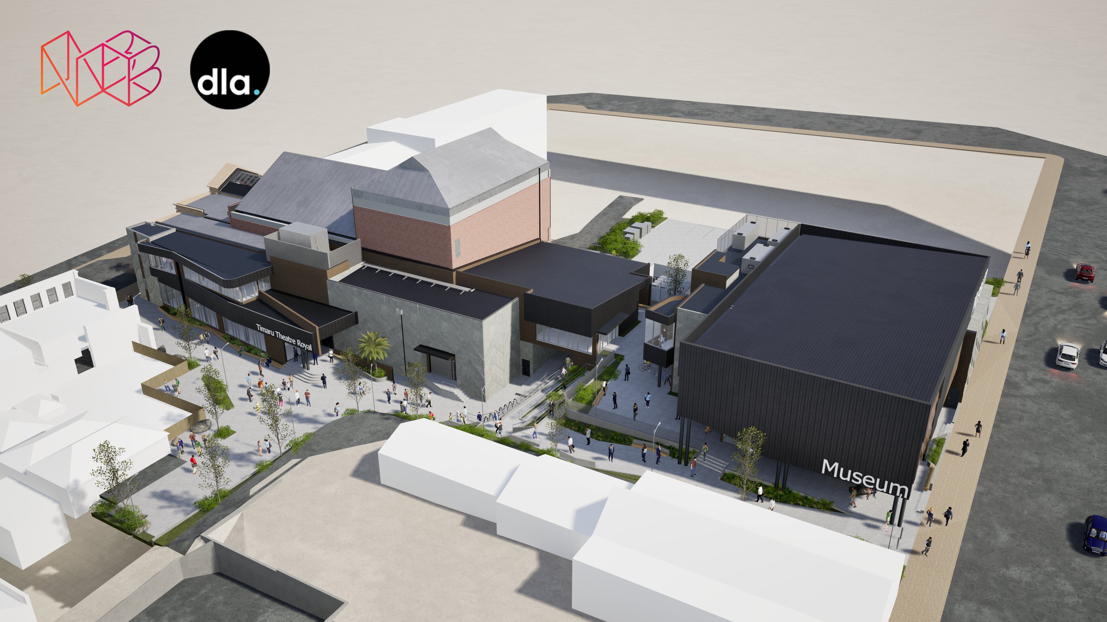 A bird’s-eye of view from Barnard St, showing the full scope of the project.