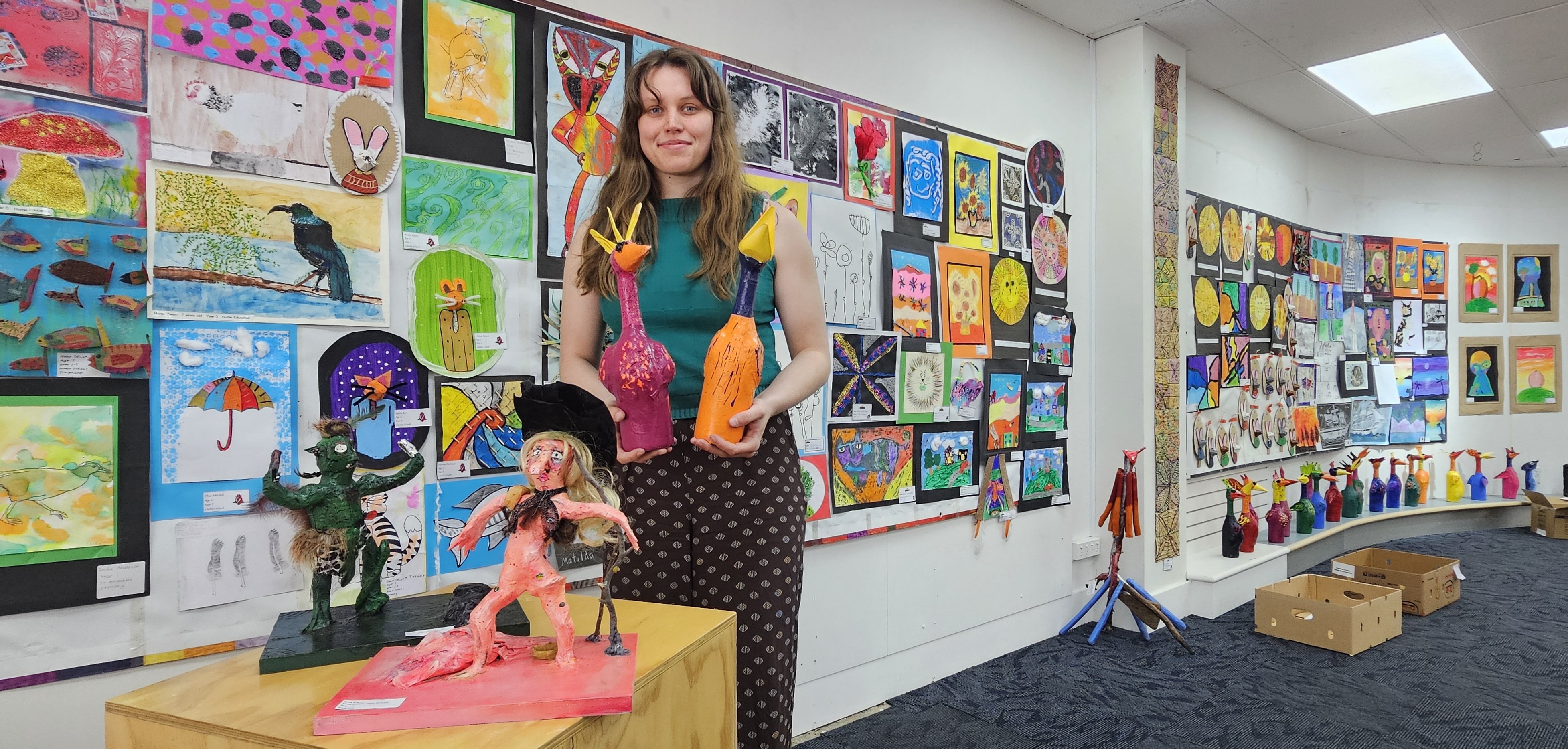 Aigantighe Art Gallery exhibitions curator Izzy Hillman shows off some of the artwork in this...