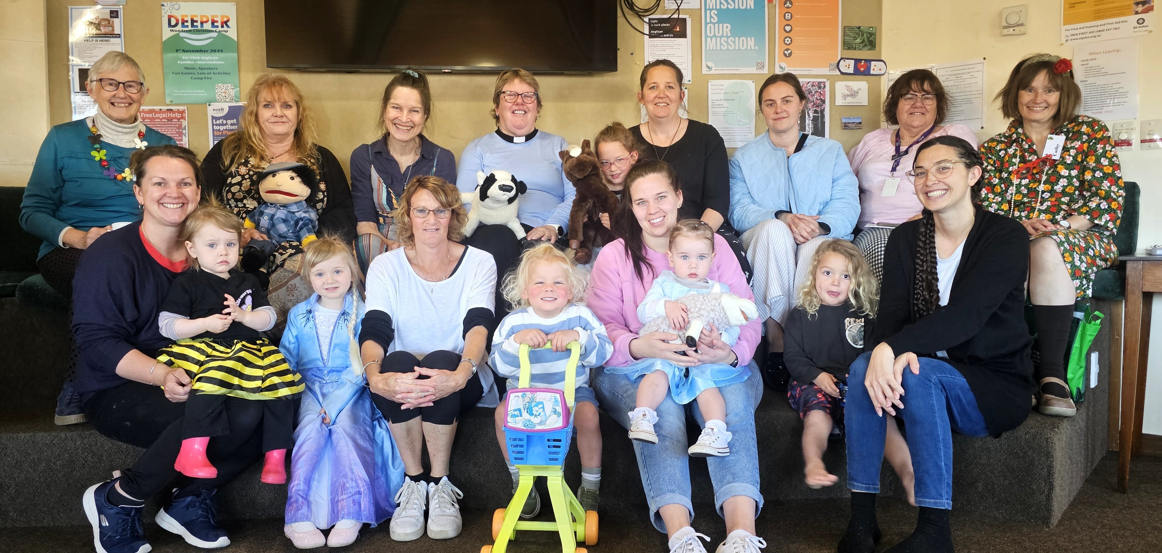 Rev Shirley Hawke is farewelled by South Canterbury Plunket staff, parents and kids at a recent...