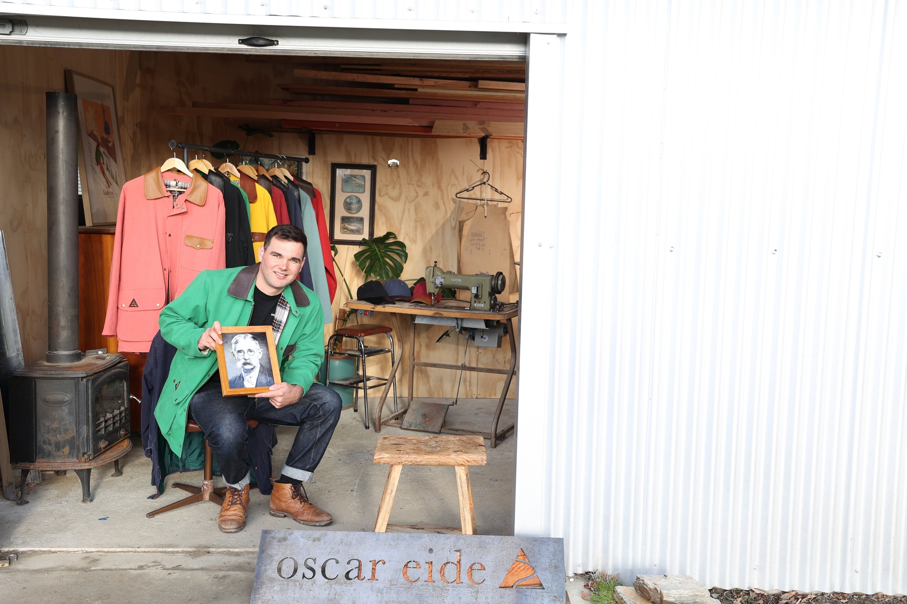 Builder turned designer Nikolai Solakof in his workshop with a photo of Oscar Eide. The new Oscar...