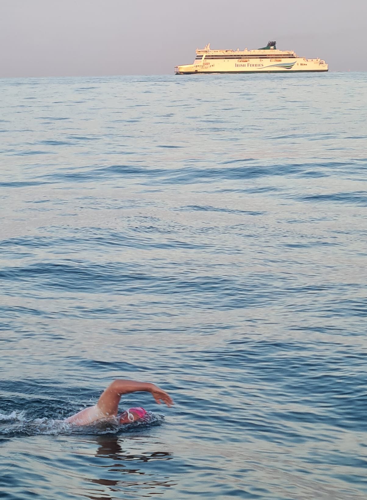 Tristan Franklin swims in a major shipping lane. Photo: supplied