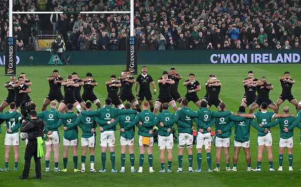 The All Blacks perform the haka before their match against Ireland in Dublin last year. Photo:...