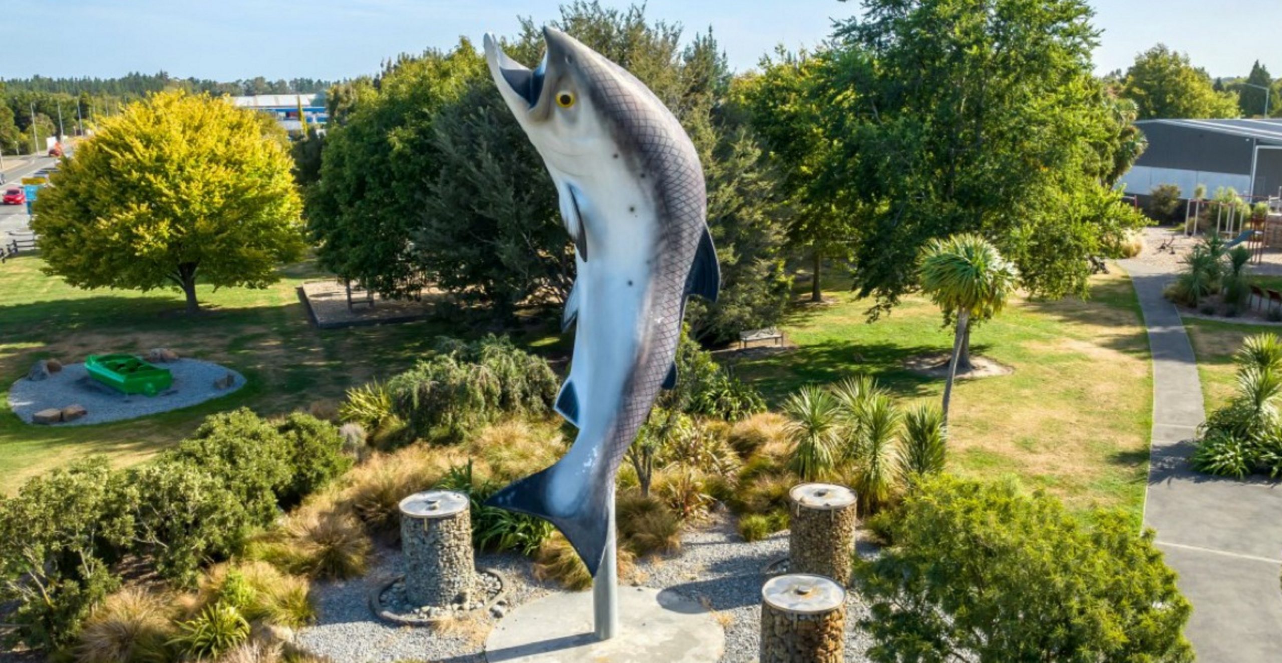 Rakaia's iconic salmon is all set for its journey to Christchurch. PHOTO: ASHBURTON DISTRICT COUNCIL