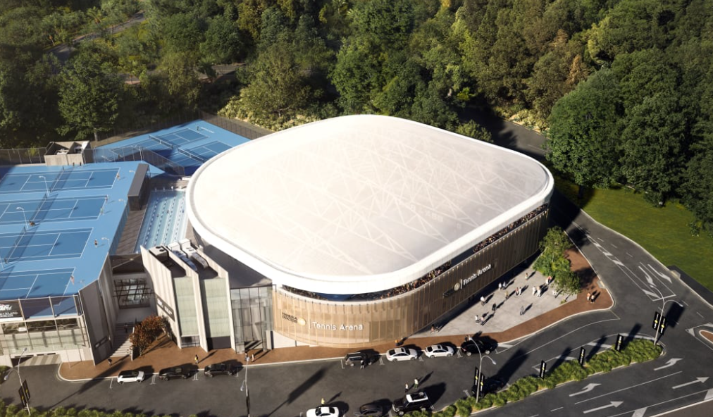 How the Centre Court roof may look. Construction is expected to be finished by 2027. Photo: Supplied