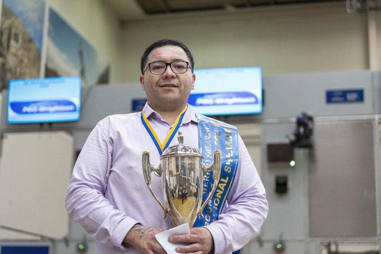 Receiving his trophy is Mataura runner-up Brett Roberts, who has earned a place in the New...