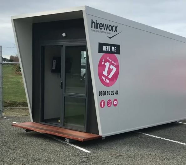 Joshua Turner hired a portable cabin like this from Hireworx in the South Island, then sold it on...
