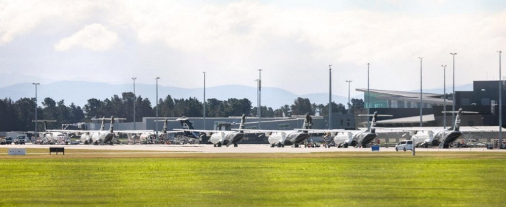 Planes grounded at Christchurch Airport late this afternoon. Photo: RNZ