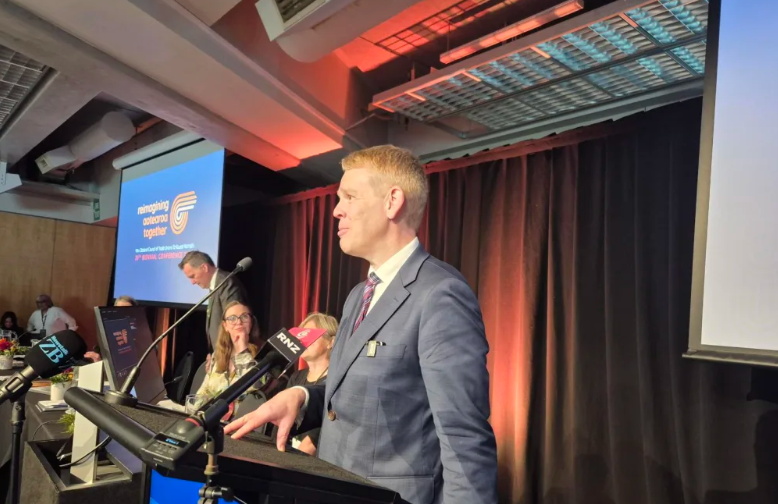 Labour leader Chris Hipkins speaking to union reps at a Council of Trade Unions conference at Te...