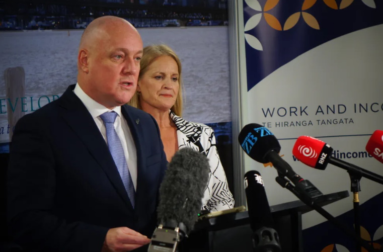 Prime Minister Christopher Luxon and Social Development Minister Louise Upston at the...