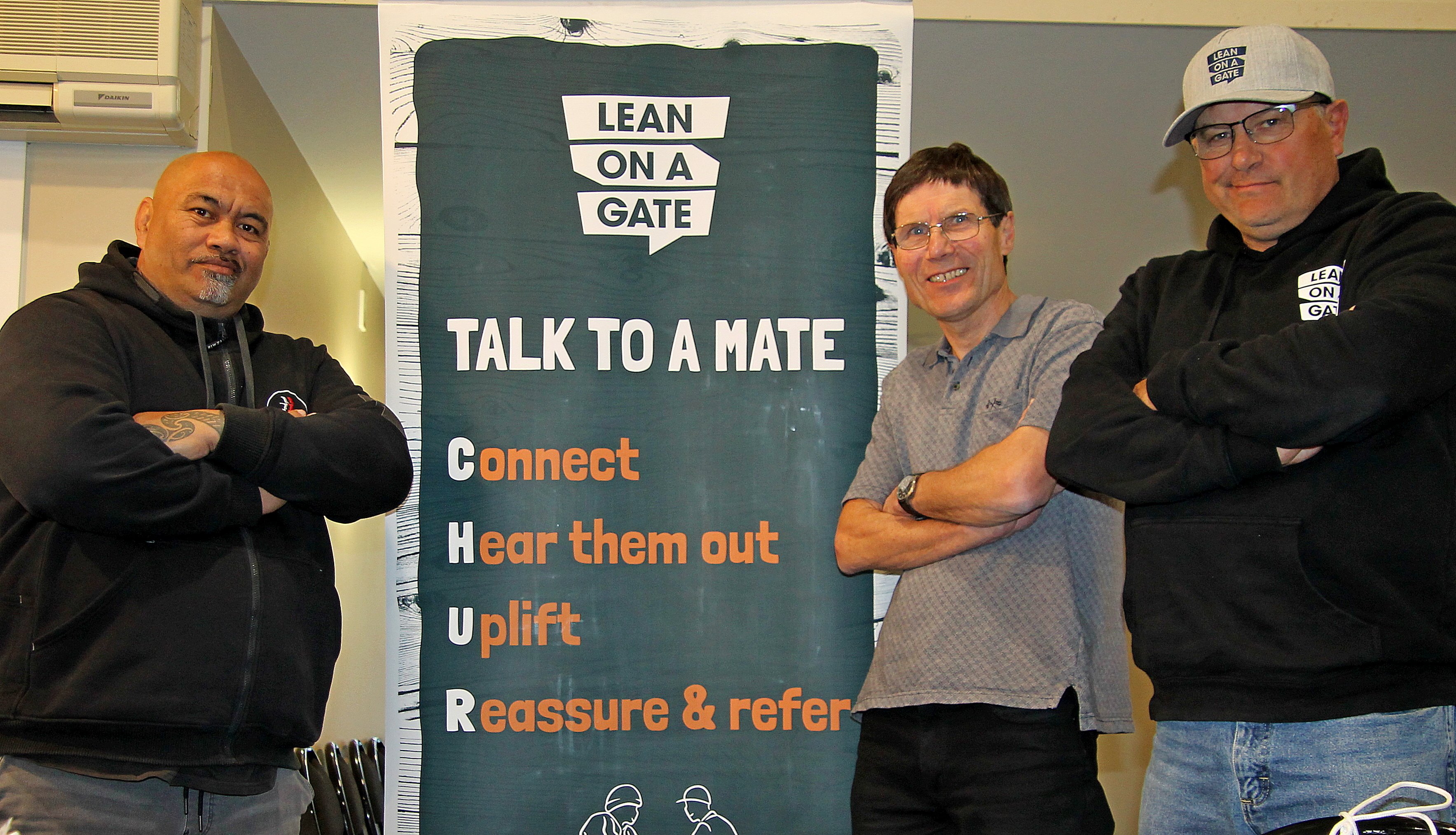 Promoting emotional support at Balclutha T&C last week were (from left) former Māori All Black...