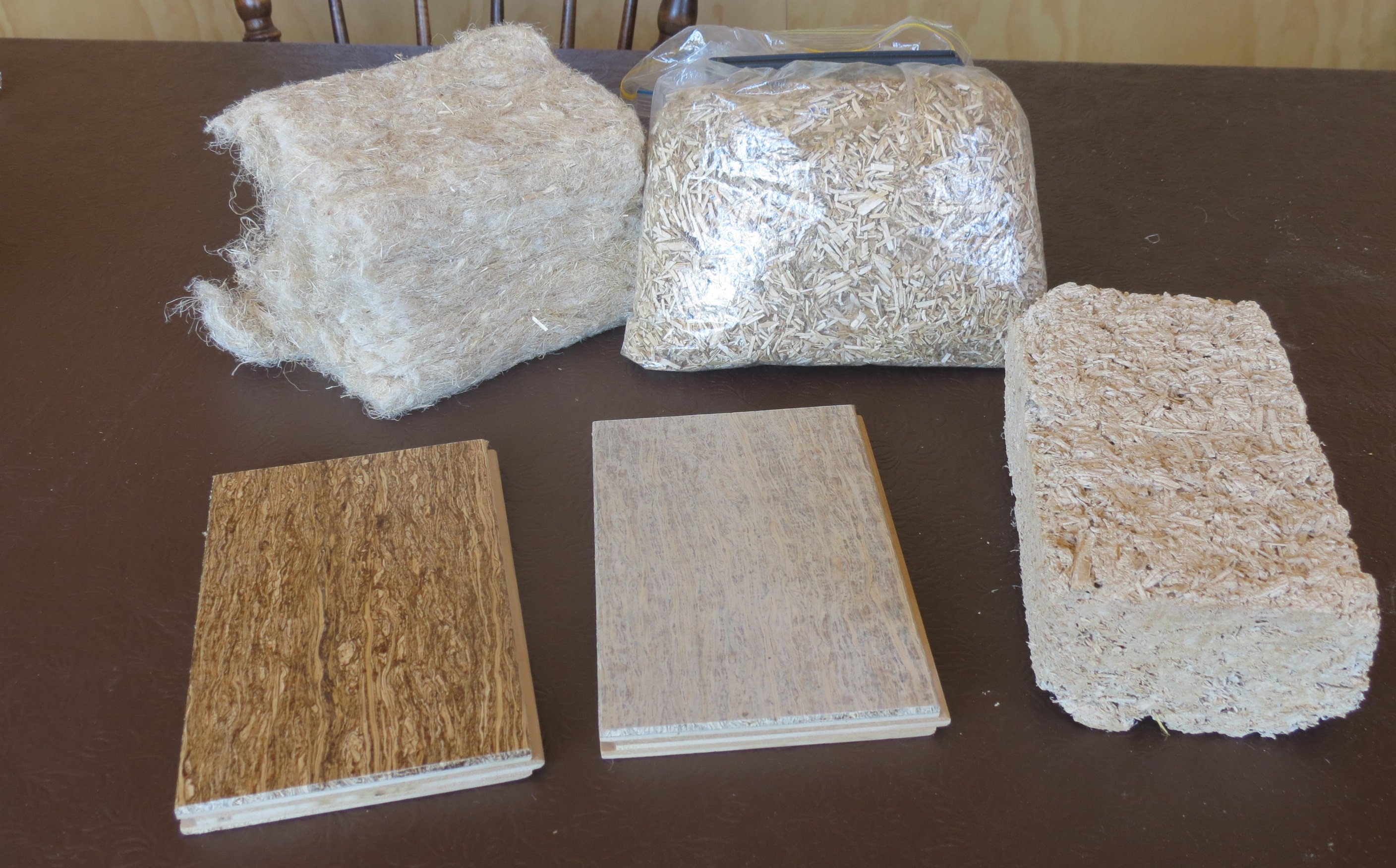 Hemp stalk, in the bag on the top right, can be made into various building materials, like...