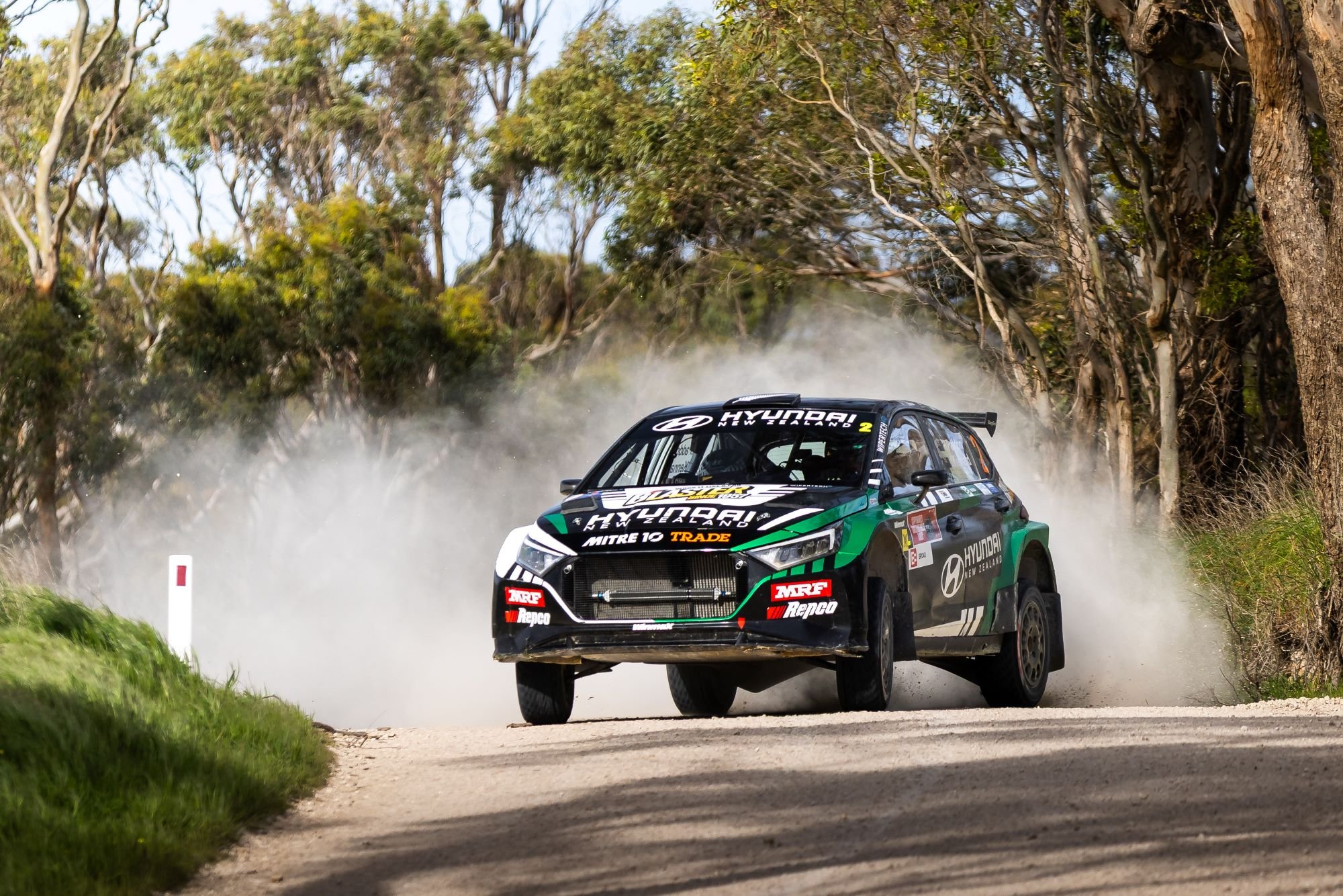 Hayden Paddon and John Kennard compete in a round of the Australian Rally Championship in...
