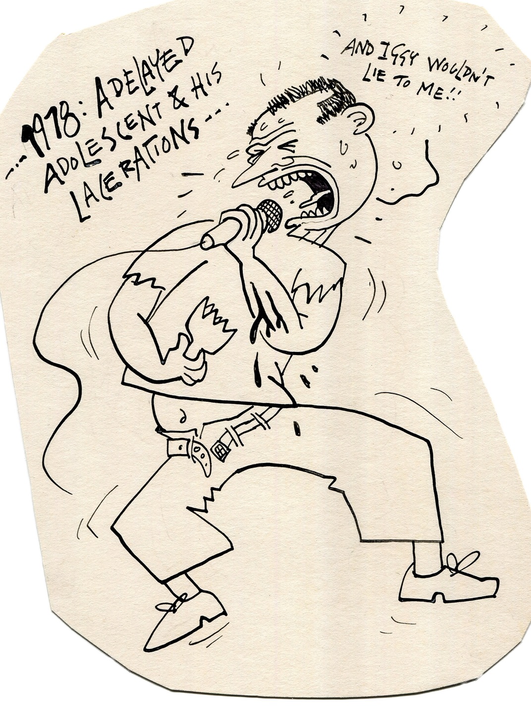 Chris Knox remembers 1978 with a cartoon self-portrait. Image: Auckland University Press