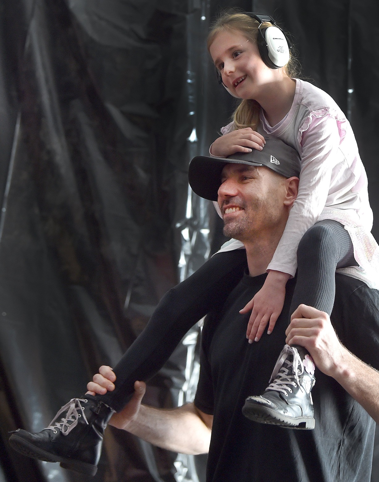 Enjoying the fun at a day time rave are Mike Keen and daughter Ashley, 7.